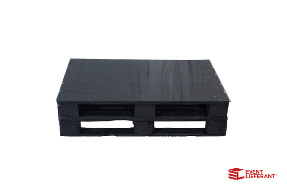 Tisch Palette Schwarz L - mit Glasplatte