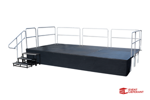 6,0 x 4,0 Meter Bühne mit Geländer und Treppe (Set)