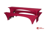 Stretch Hussen Set für Bierzeltgarnitur 220x50cm 3-teilig - Weiß / Schwarz / Rot / Blau
