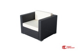 Sessel Modul mit Armlehnen - Rattan Lounge Serie Schwarz / Creme